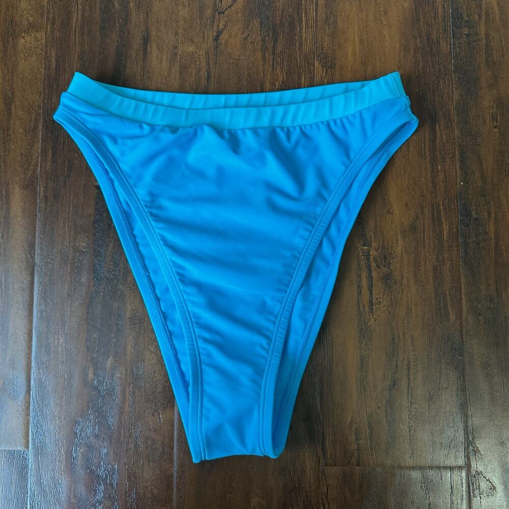 93 PLAY STREET Bikini Set Ocean Blue Triangle Top High Waist NWOT - Picture 5 of 10